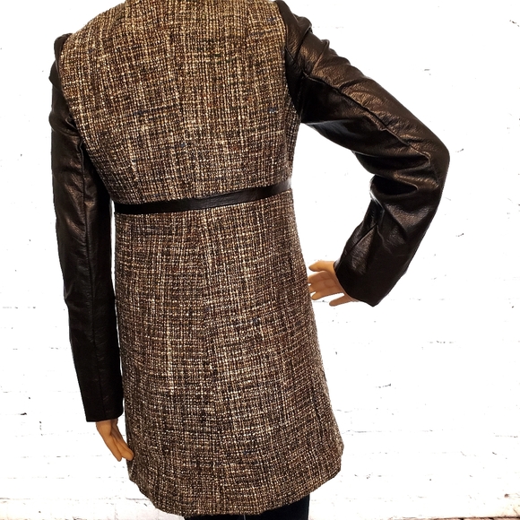 H&M tweed and vegan leather mid-length jacket - Picture 5 of 8